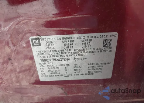 2017 Chevrolet Trax Ls from USA, damaged, VIN 3GNCJNSB5HL215594